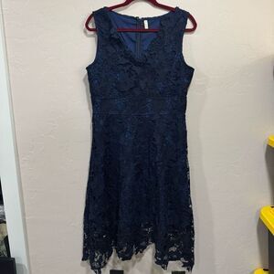 Kimilily Size Large Blue Lace MIDI Dress